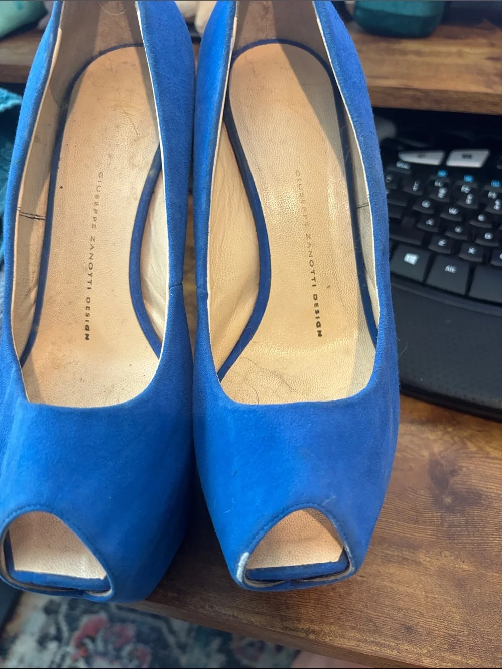 Giuseppe Zanotti Electric Blue Suede Platform Stiletto Pumps